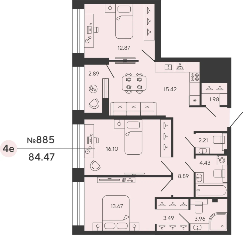 3-комнатная квартира, 83.9 м²; этаж: 17 - купить в Санкт-Петербурге