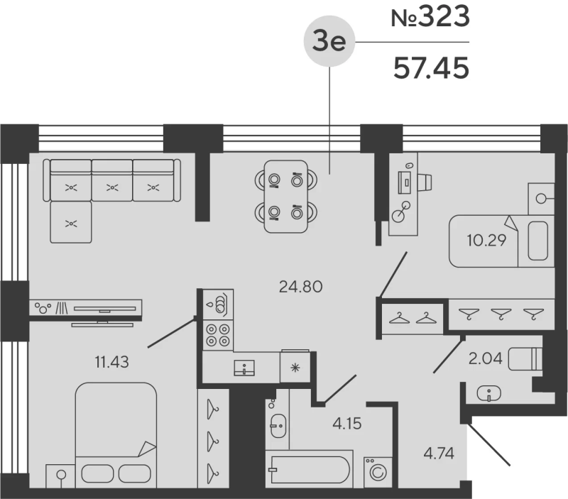 1-комнатная квартира, 44.44 м²; этаж: 22 - купить в Санкт-Петербурге