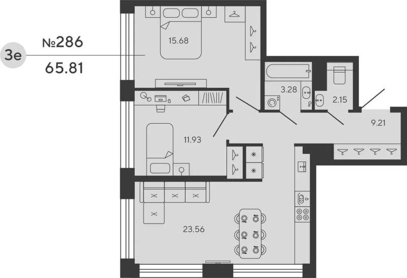 2-комнатная квартира, 65.81 м²; этаж: 18 - купить в Санкт-Петербурге