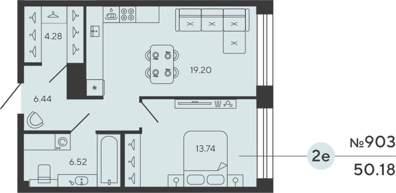 1-комнатная квартира, 50.18 м²; этаж: 5 - купить в Санкт-Петербурге