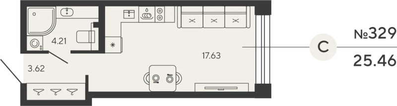 1-комнатная квартира №12уч в: BASHNI ELEMENT: 32.95 м²; этаж: 3 - купить в Санкт-Петербурге