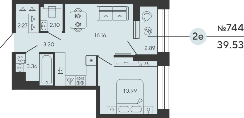 1-комнатная квартира, 39.53 м²; этаж: 6 - купить в Санкт-Петербурге