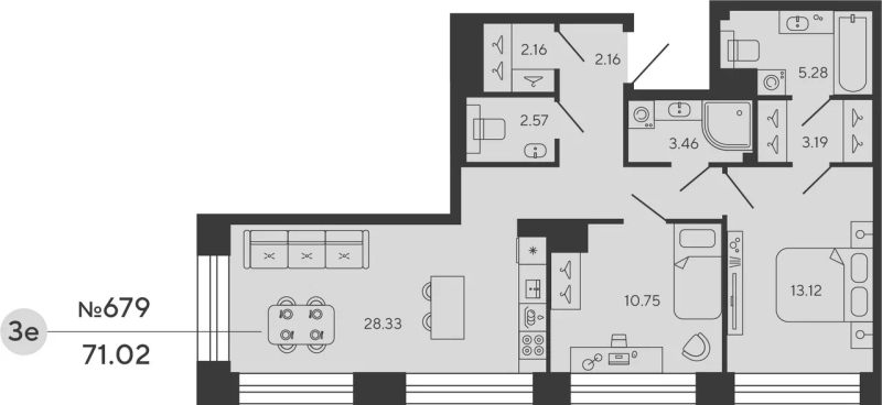 2-комнатная квартира, 71.02 м²; этаж: 6 - купить в Санкт-Петербурге