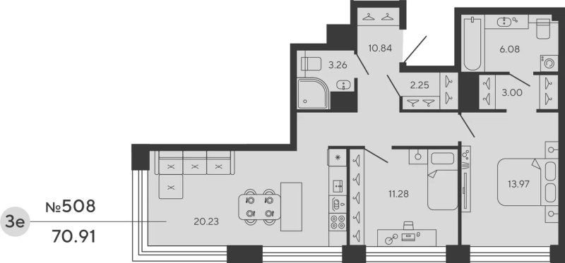 2-комнатная квартира, 70.91 м²; этаж: 10 - купить в Санкт-Петербурге