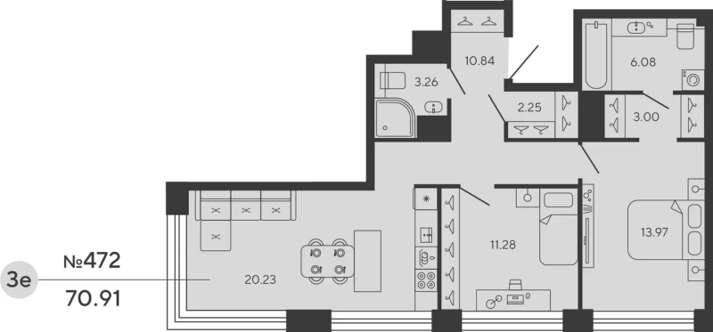 2-комнатная квартира, 70.91 м²; этаж: 4 - купить в Санкт-Петербурге