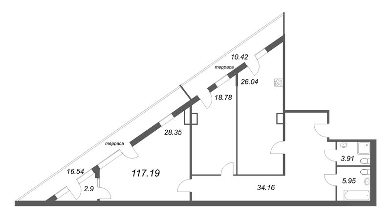1-комнатная квартира  №401 в Лиговский, 127: 37.55 м², этаж 4 - купить в Санкт-Петербурге