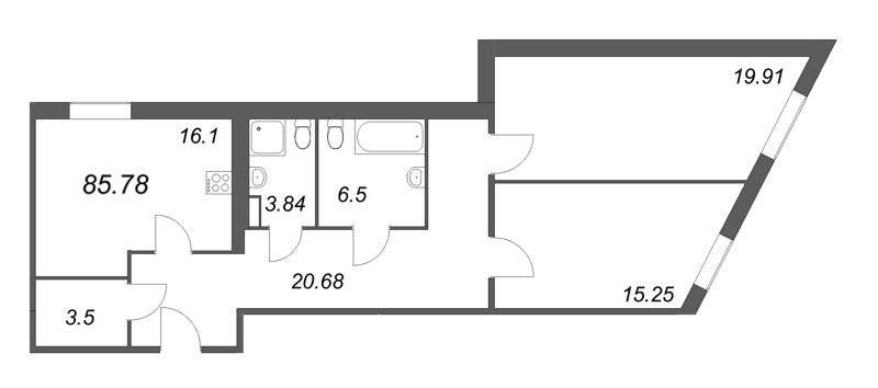 1-комнатная квартира  №404 в Лиговский, 127: 19.91 м², этаж 4 - купить в Санкт-Петербурге