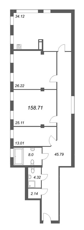 1-комнатная квартира  №210 в Морская набережная II очередь: 26.65 м², этаж 2 - купить в Санкт-Петербурге