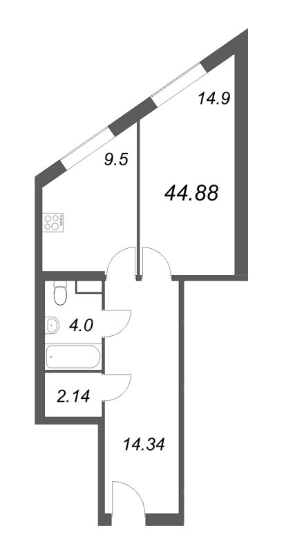 1-комнатная квартира  №503 в Лиговский, 127: 26.49 м², этаж 5 - купить в Санкт-Петербурге