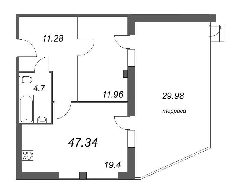 1-комнатная квартира  №212 в Лиговский, 127: 24.15 м², этаж 2 - купить в Санкт-Петербурге