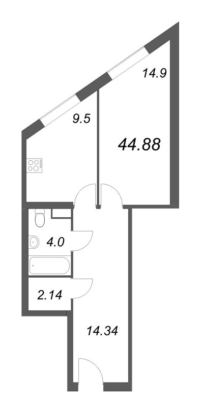 1-комнатная квартира  №803 в Neva Haus: 26.49 м², этаж 8 - купить в Санкт-Петербурге
