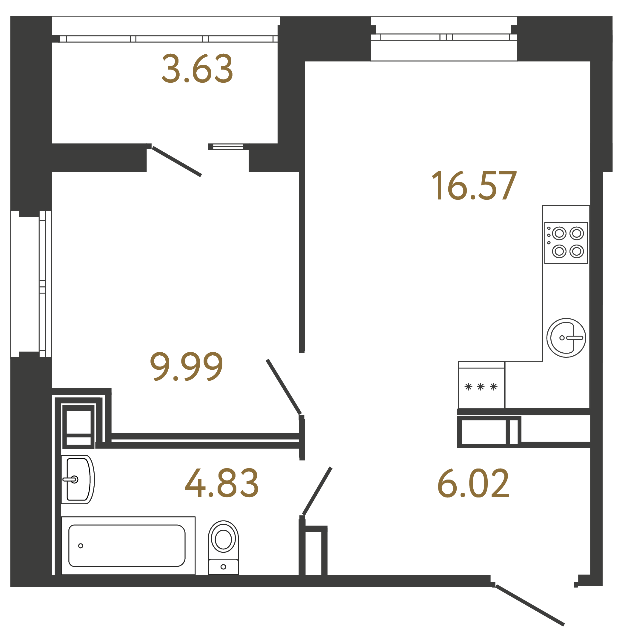 1-комнатная квартира, 37.41 м²; этаж: 5 - купить в Санкт-Петербурге
