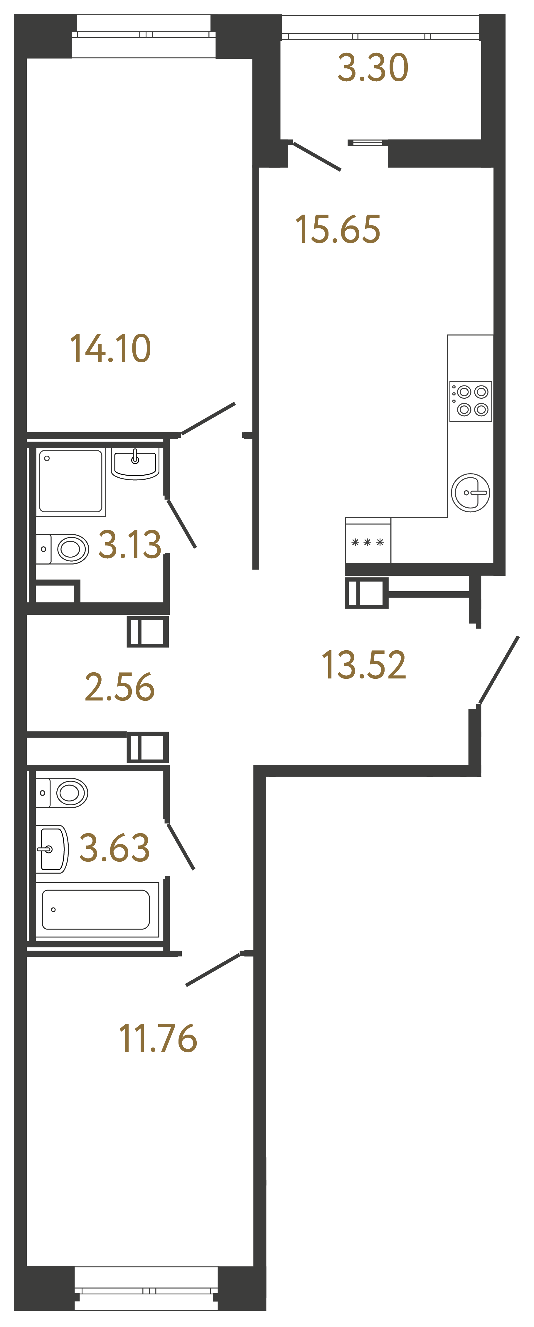 2-комнатная квартира, 64.35 м²; этаж: 7 - купить в Санкт-Петербурге
