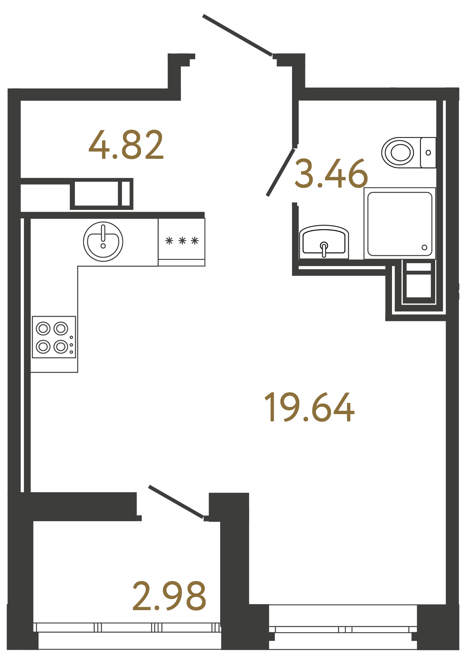 1-комнатная квартира  №396 в Svetlana Park: 27.92 м², этаж 17 - купить в Санкт-Петербурге