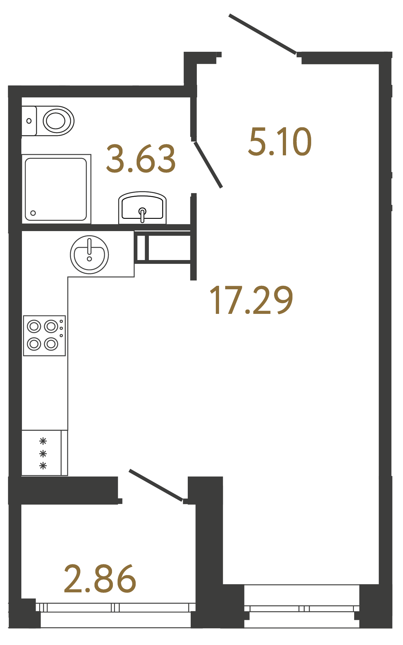 1-комнатная квартира, 26.2 м²; этаж: 6 - купить в Санкт-Петербурге