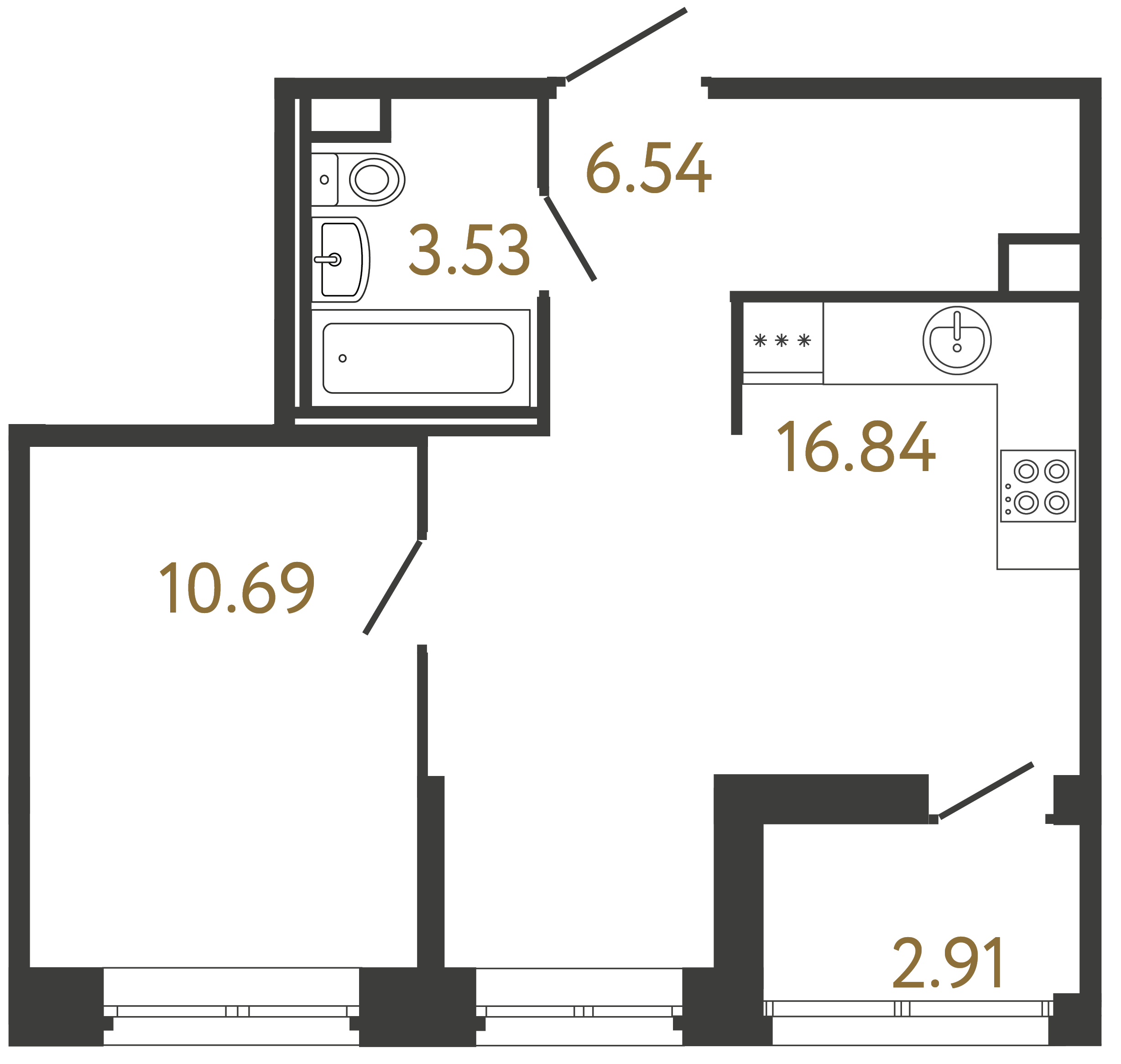 1-комнатная квартира, 37.6 м²; этаж: 2 - купить в Санкт-Петербурге
