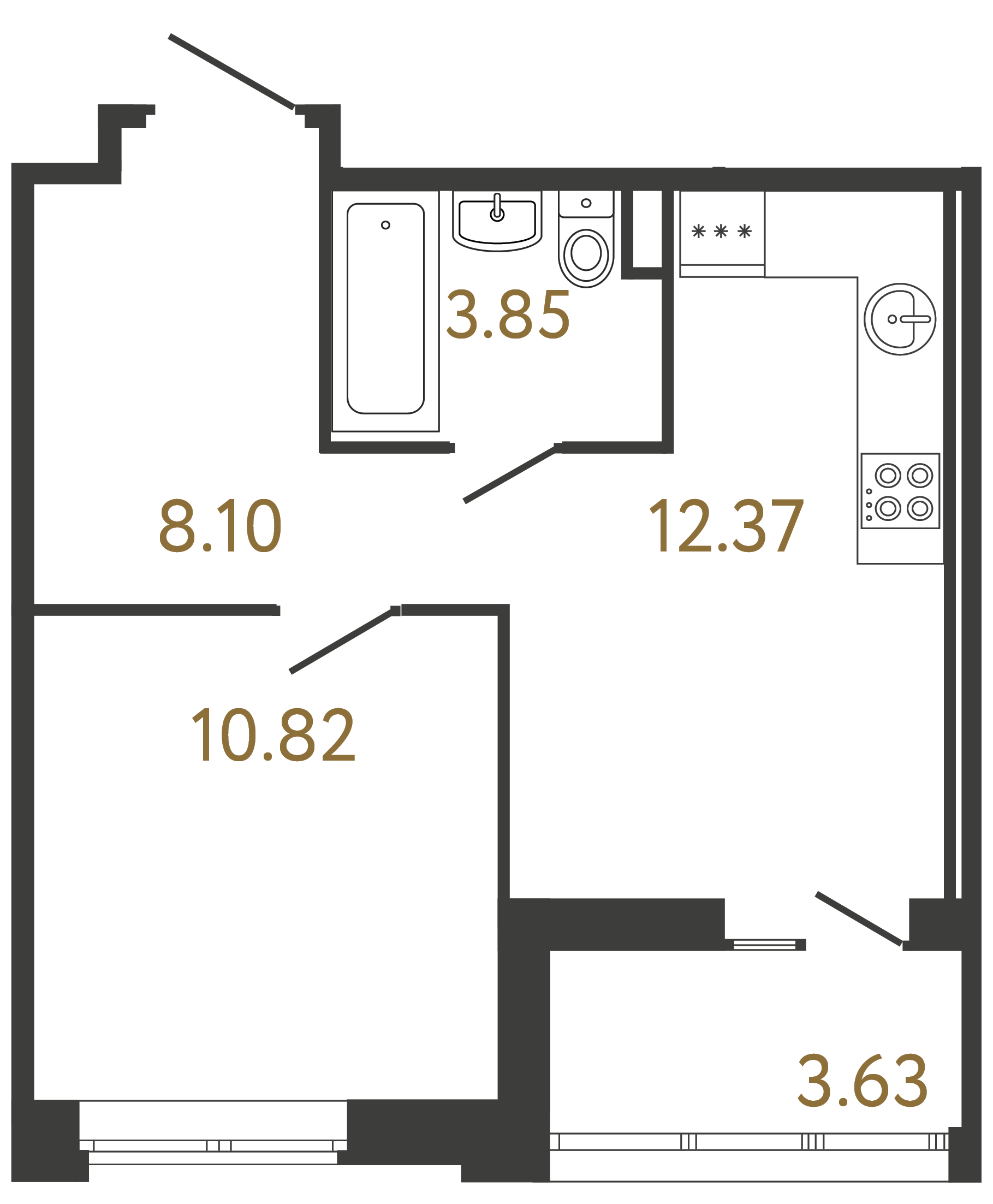 1-комнатная квартира  №452 в Северная корона Residence: 35.14 м², этаж 11 - купить в Санкт-Петербурге