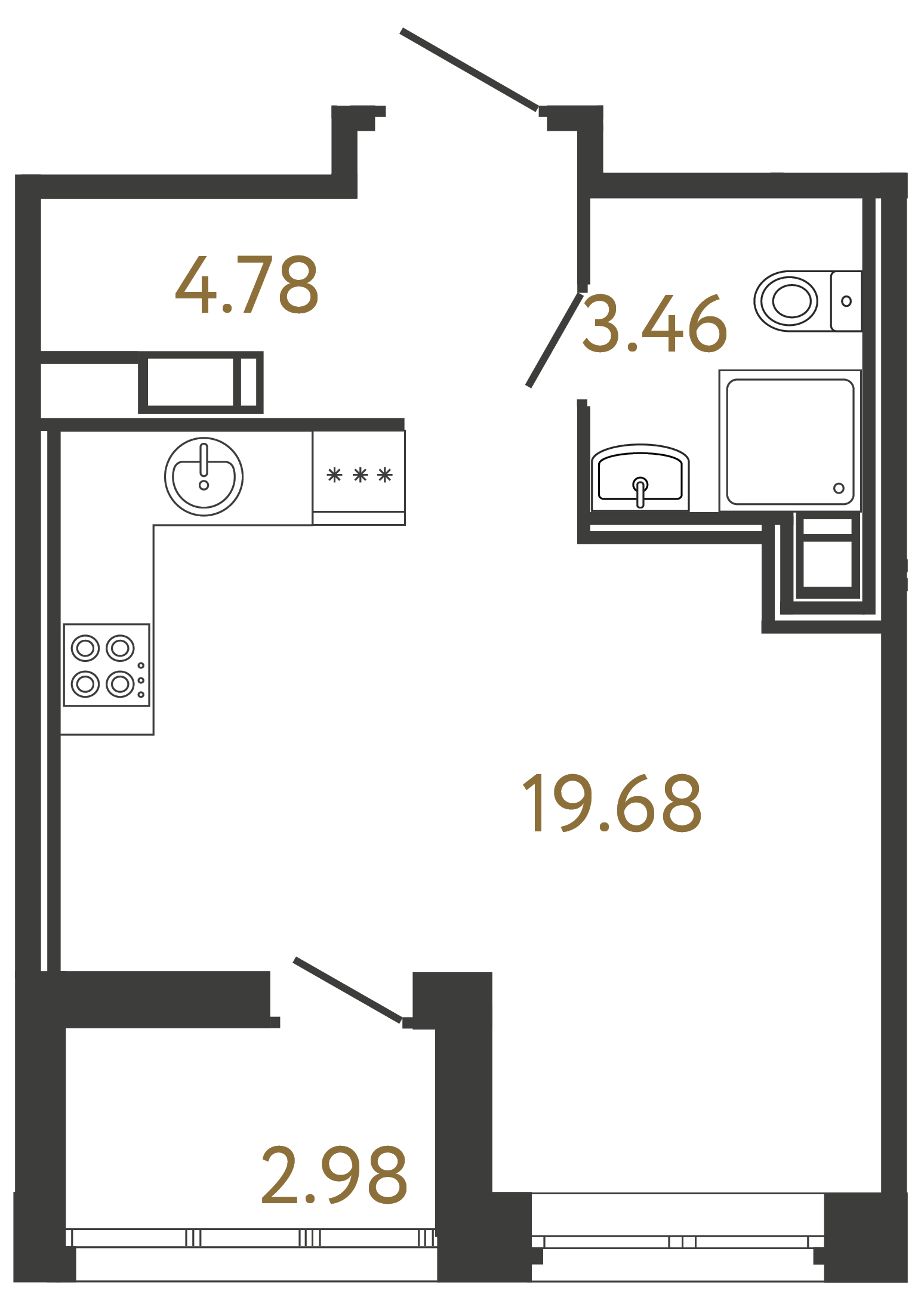 1-комнатная квартира, 27.92 м²; этаж: 6 - купить в Санкт-Петербурге