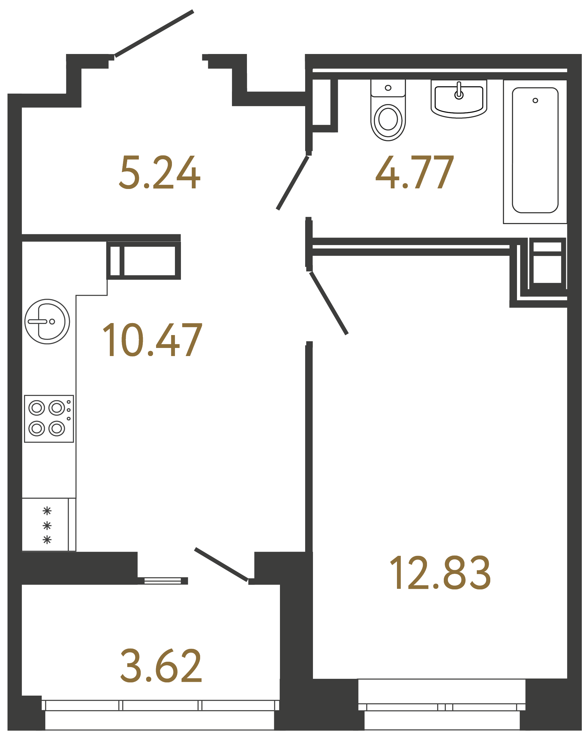 1-комнатная квартира №81 в: ULTRA CITY III: 33.31 м²; этаж: 14 - купить в Санкт-Петербурге