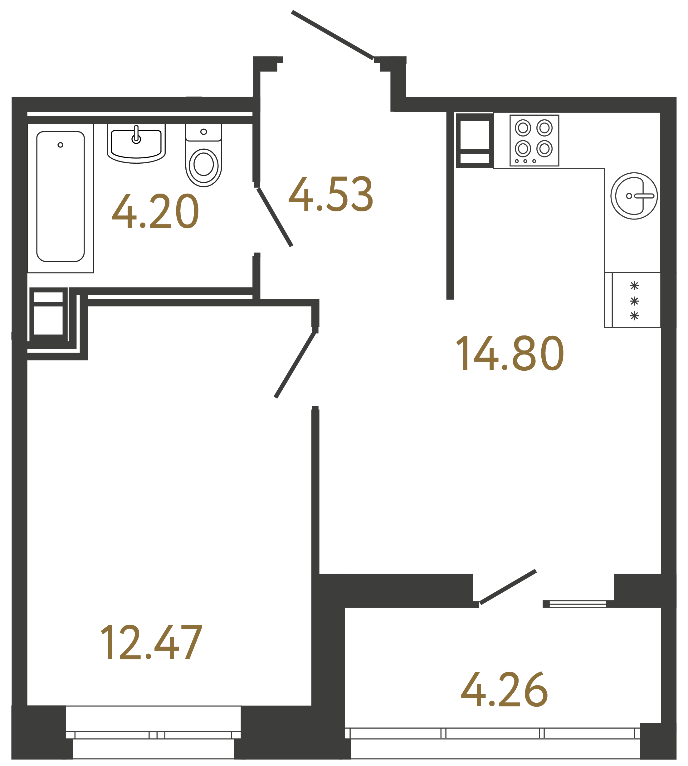 1-комнатная квартира  №207 в Svetlana Park: 36 м², этаж 10 - купить в Санкт-Петербурге