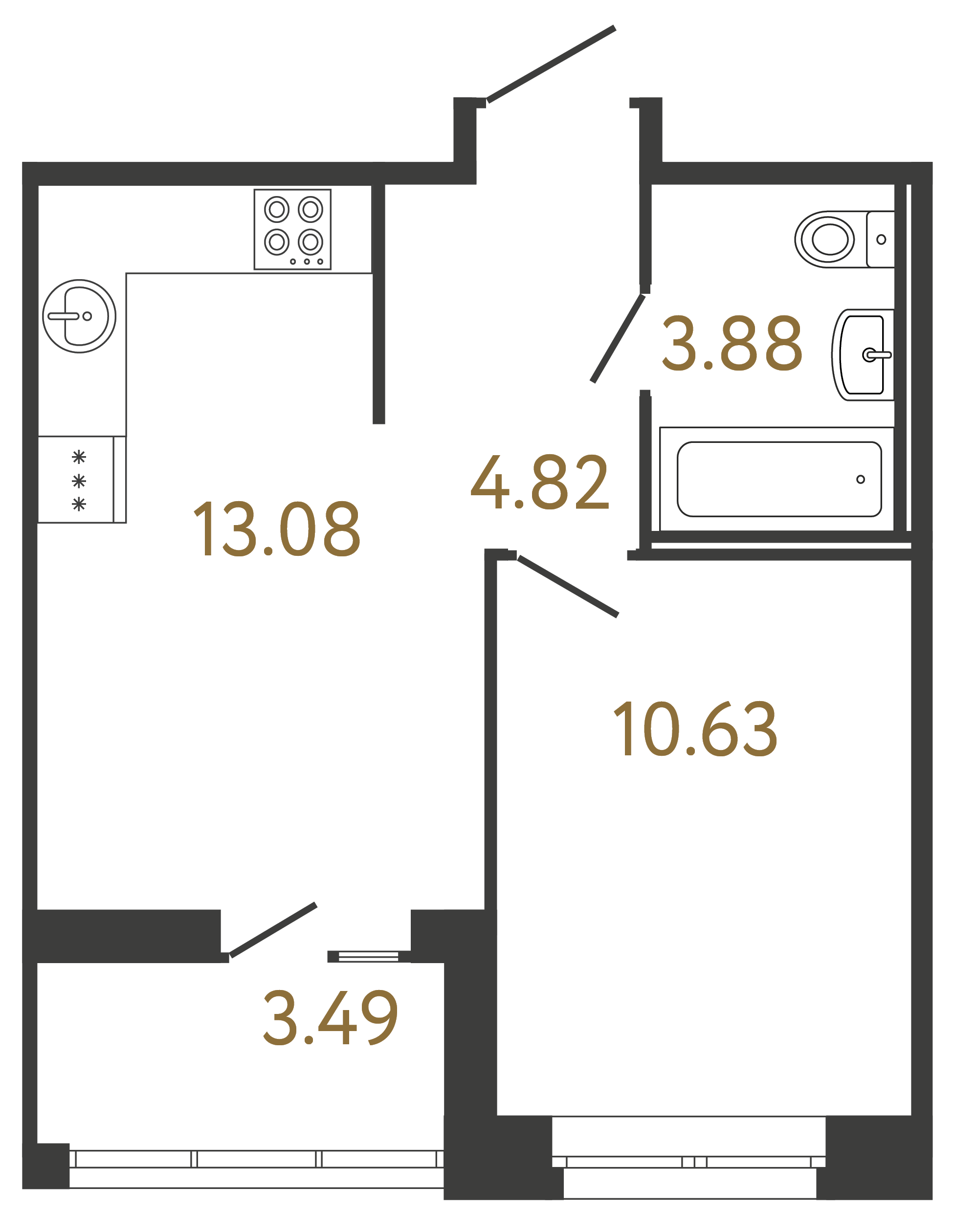 1-комнатная квартира №81 в: ULTRA CITY III: 32.41 м²; этаж: 14 - купить в Санкт-Петербурге