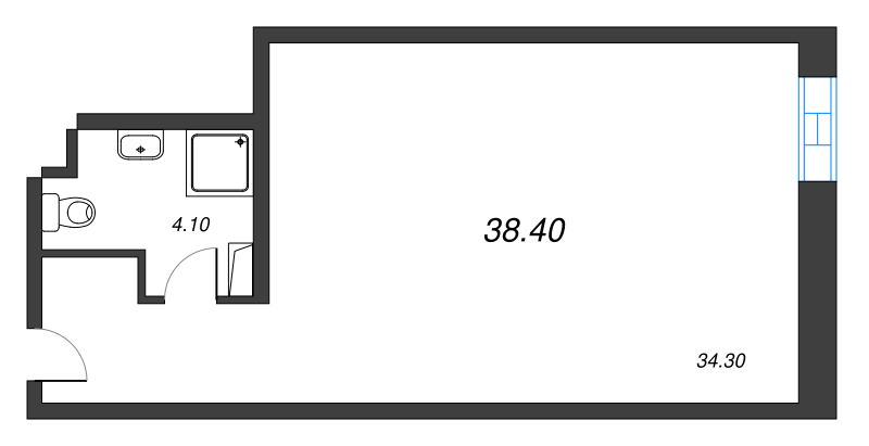 1-комнатная квартира  №1016 в VIDI: 38.4 м², этаж 10 - купить в Санкт-Петербурге