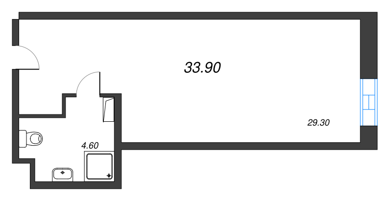 1-комнатная квартира  №1015 в VIDI: 34 м², этаж 10 - купить в Санкт-Петербурге