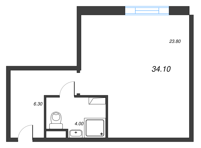 1-комнатная квартира  №1057 в VIDI: 34 м², этаж 10 - купить в Санкт-Петербурге