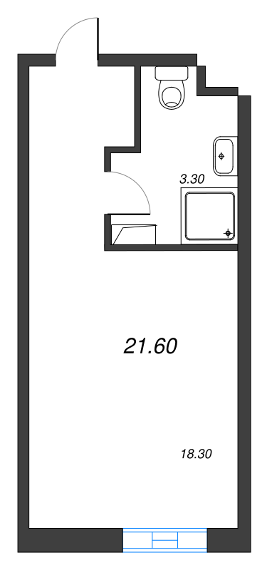 1-комнатная квартира  №1024 в VIDI: 21.6 м², этаж 10 - купить в Санкт-Петербурге