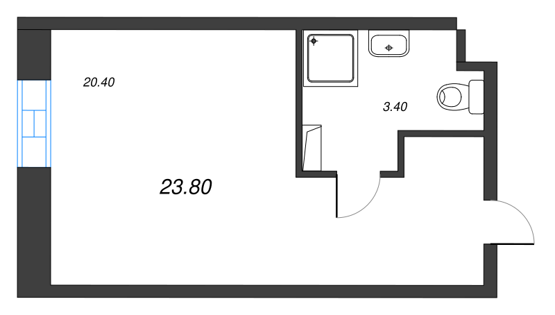 1-комнатная квартира  №1036 в VIDI: 23.7 м², этаж 10 - купить в Санкт-Петербурге