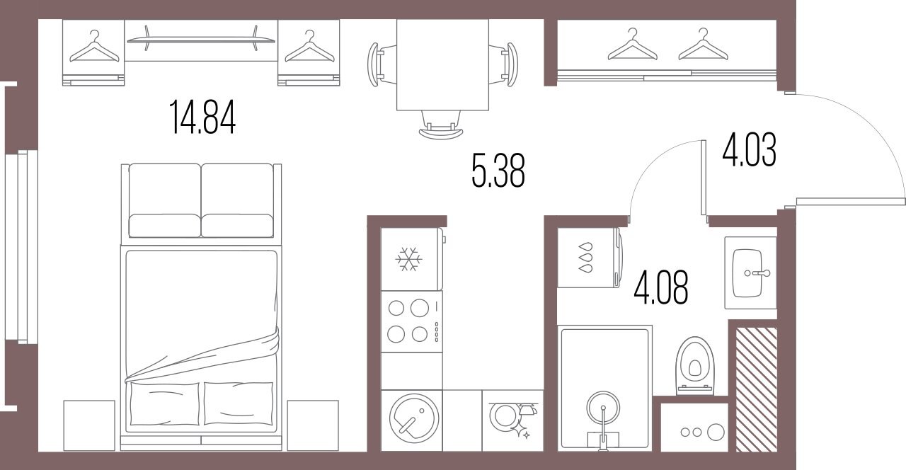 1-комнатная квартира  №73 в Legenda Васильевского: 28.33 м², этаж 6 - купить в Санкт-Петербурге