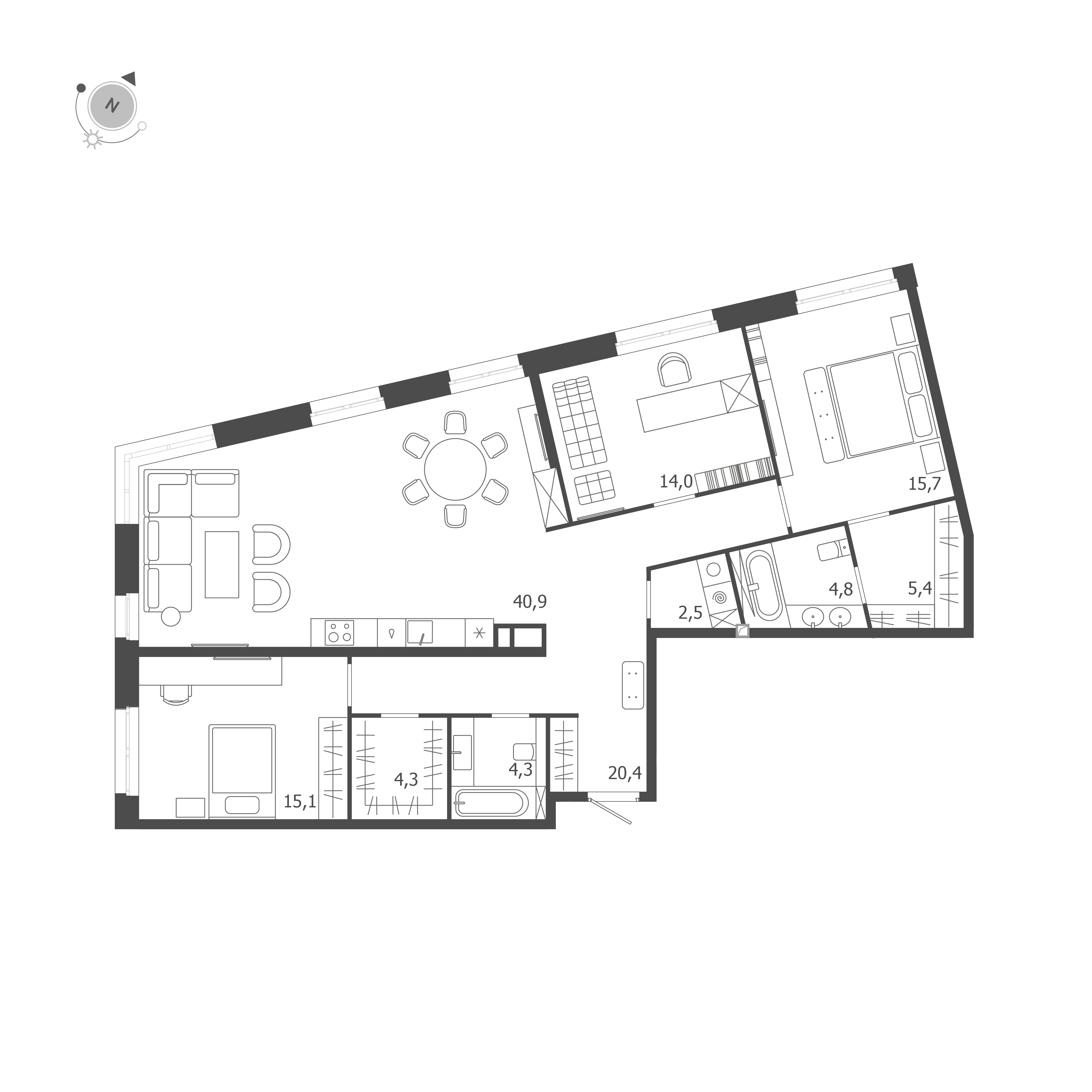 3-комнатная квартира  №449 в ЛДМ: 127.4 м², этаж 6 - купить в Санкт-Петербурге