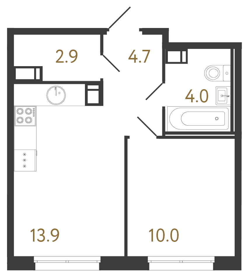1-комнатная квартира, 35.5 м²; этаж: 14 - купить в Санкт-Петербурге