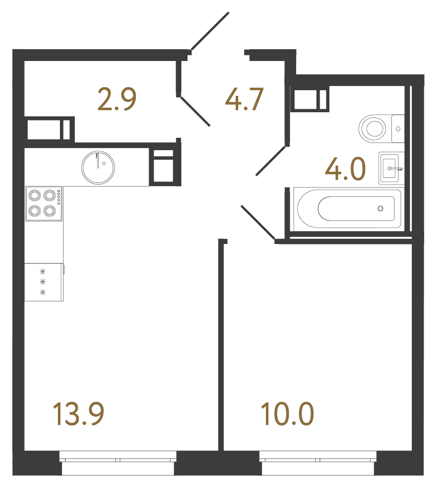 1-комнатная квартира, 35.5 м²; этаж: 4 - купить в Санкт-Петербурге