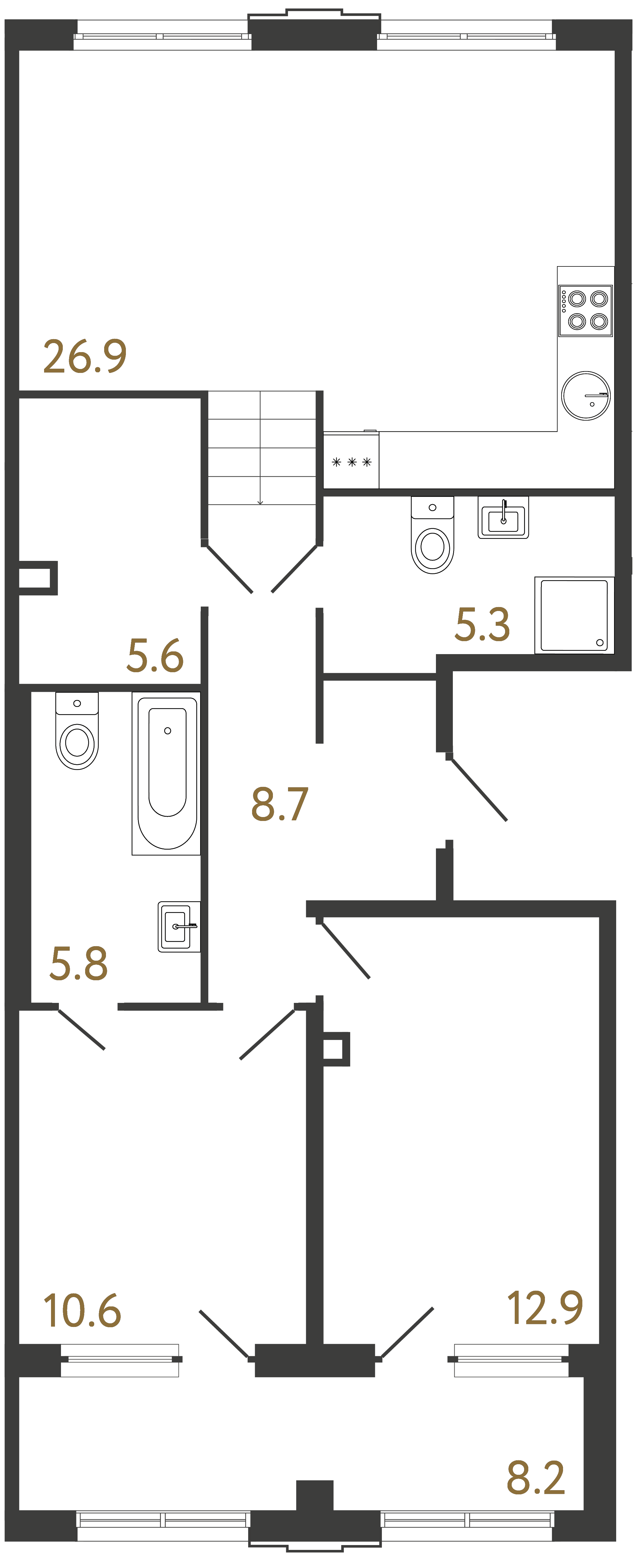 1-комнатная квартира, 75.8 м²; этаж: 2 - купить в Санкт-Петербурге