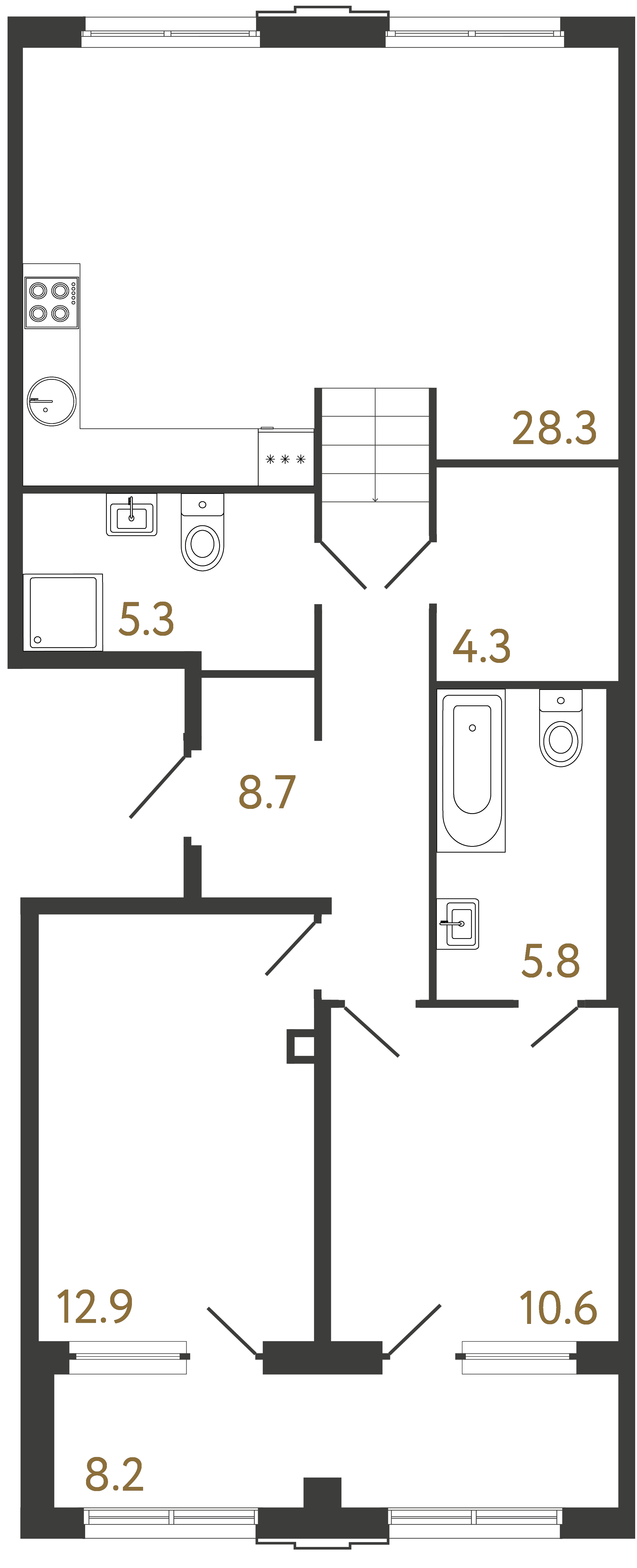 1-комнатная квартира, 75.9 м²; этаж: 2 - купить в Санкт-Петербурге