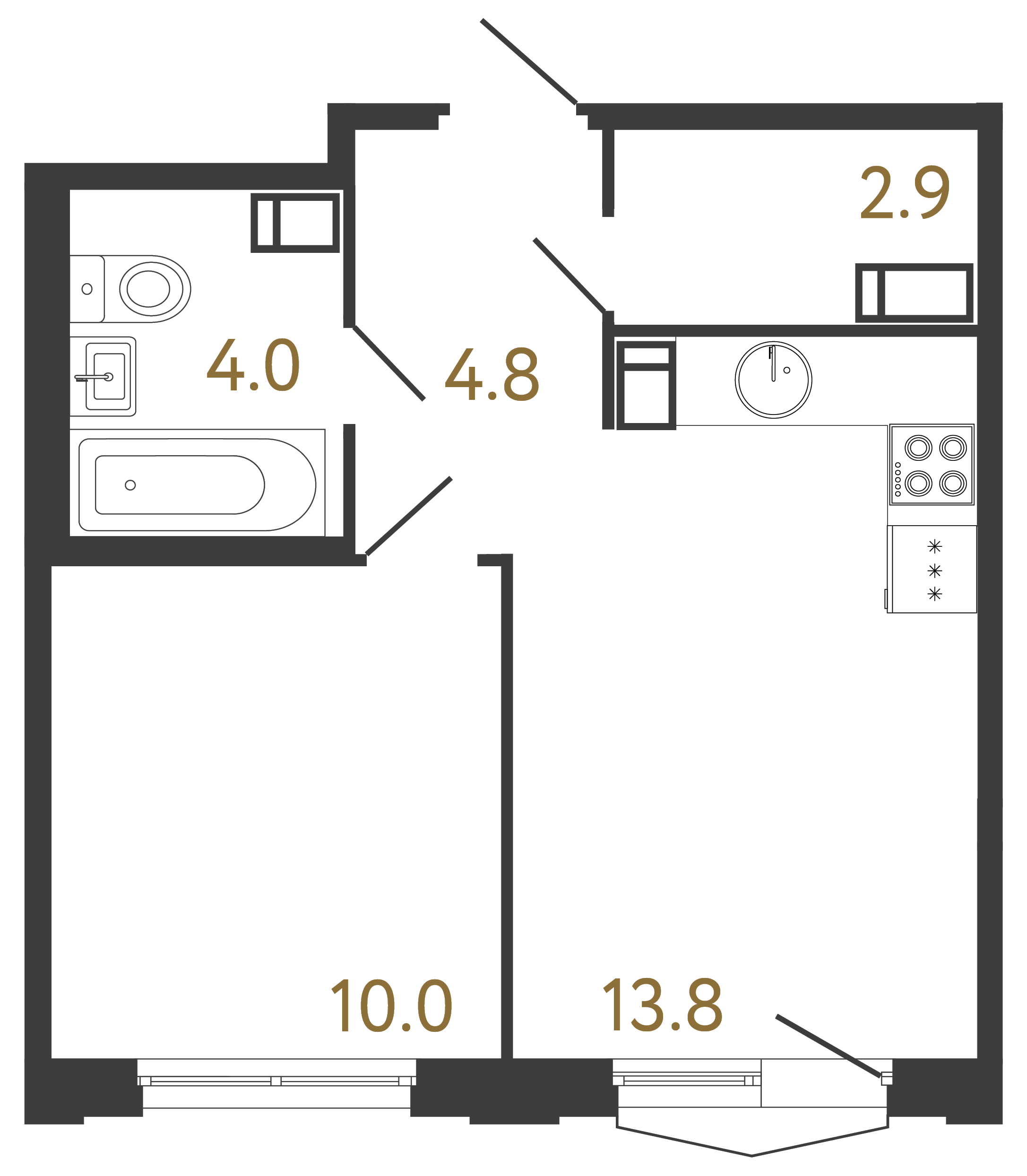 1-комнатная квартира, 35.5 м²; этаж: 15 - купить в Санкт-Петербурге
