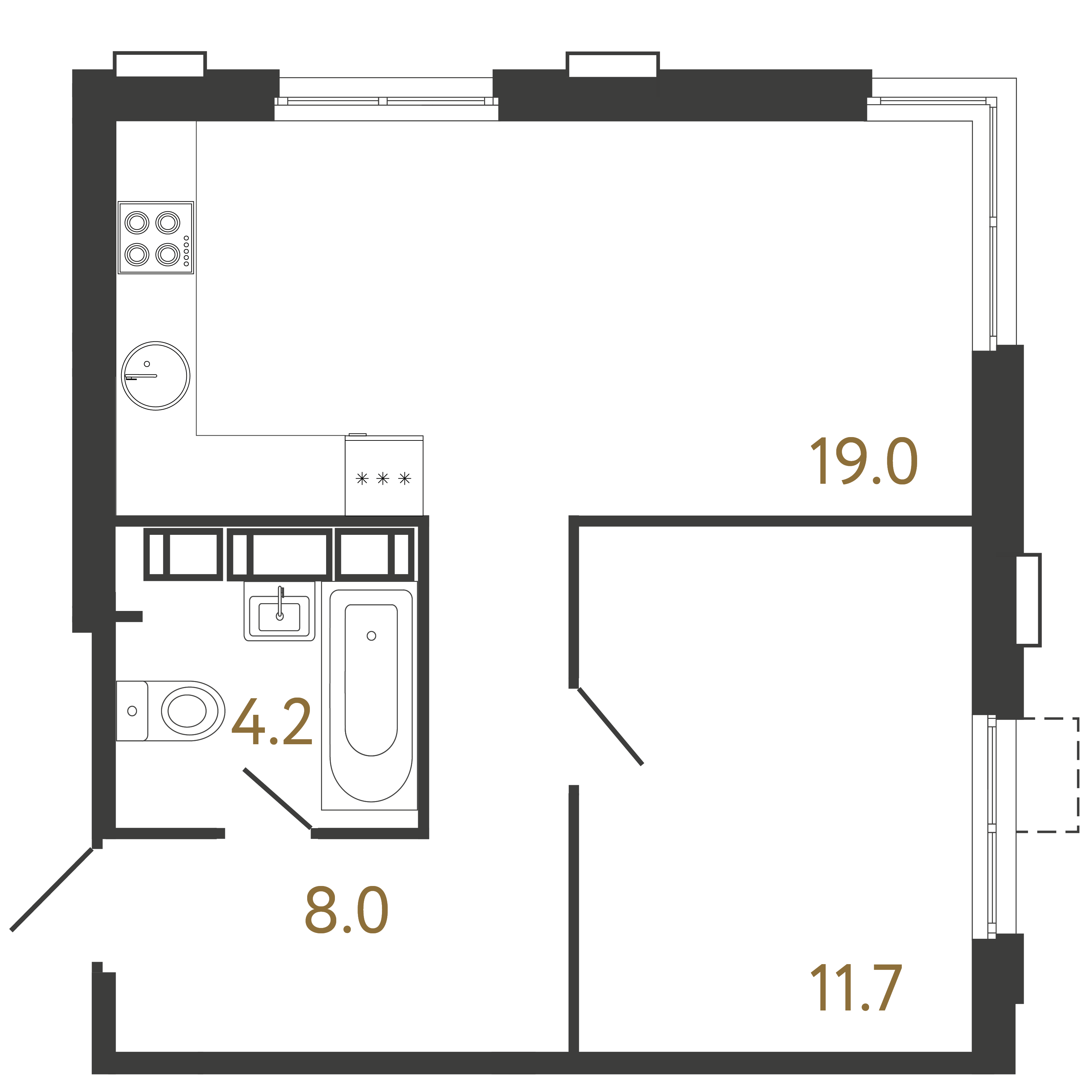 1-комнатная квартира, 42.9 м²; этаж: 16 - купить в Санкт-Петербурге