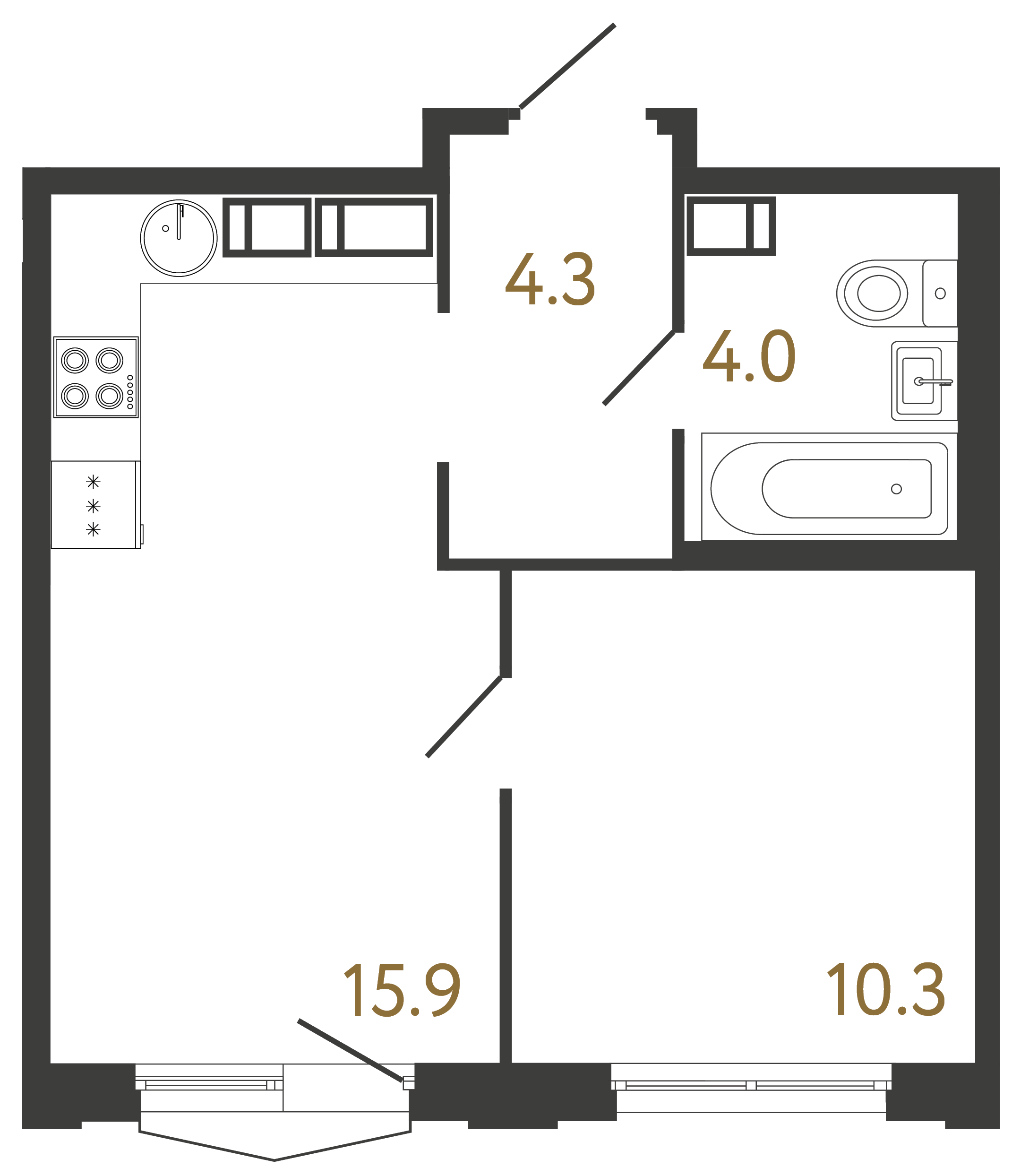 1-комнатная квартира, 34.5 м²; этаж: 11 - купить в Санкт-Петербурге