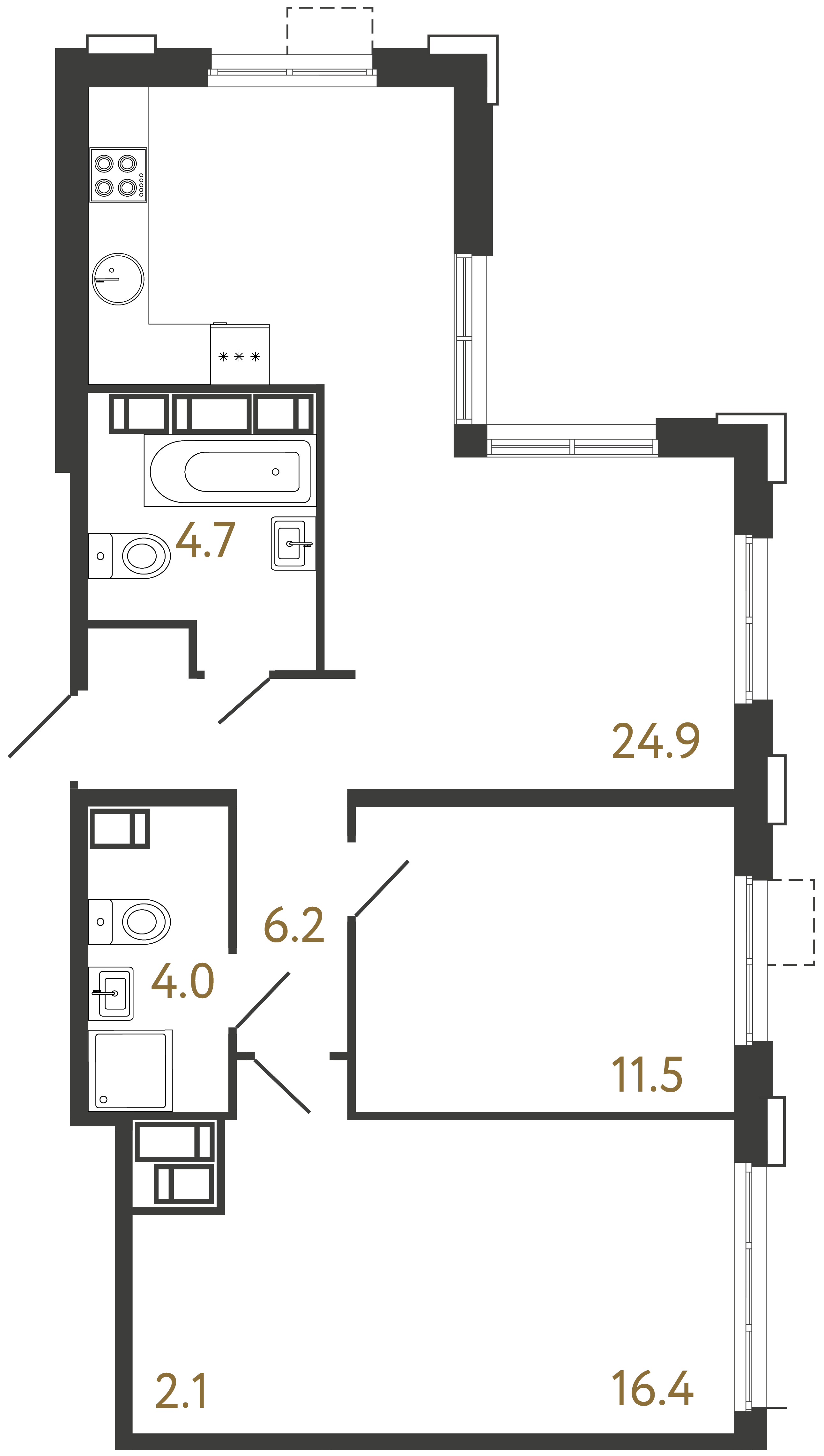 2-комнатная квартира, 69.8 м²; этаж: 23 - купить в Санкт-Петербурге