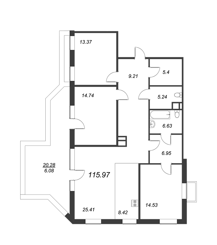 3-комнатная квартира  №47 в Akzent: 115.2 м², этаж 9 - купить в Санкт-Петербурге