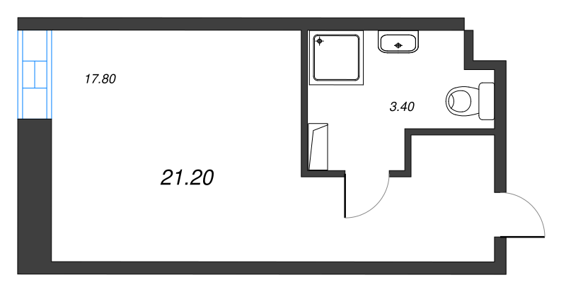 1-комнатная квартира  №1029 в VIDI: 21.1 м², этаж 10 - купить в Санкт-Петербурге