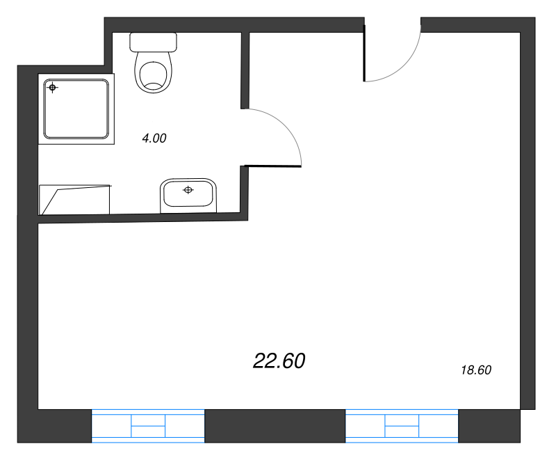 1-комнатная квартира  №1053 в VIDI: 22.6 м², этаж 10 - купить в Санкт-Петербурге