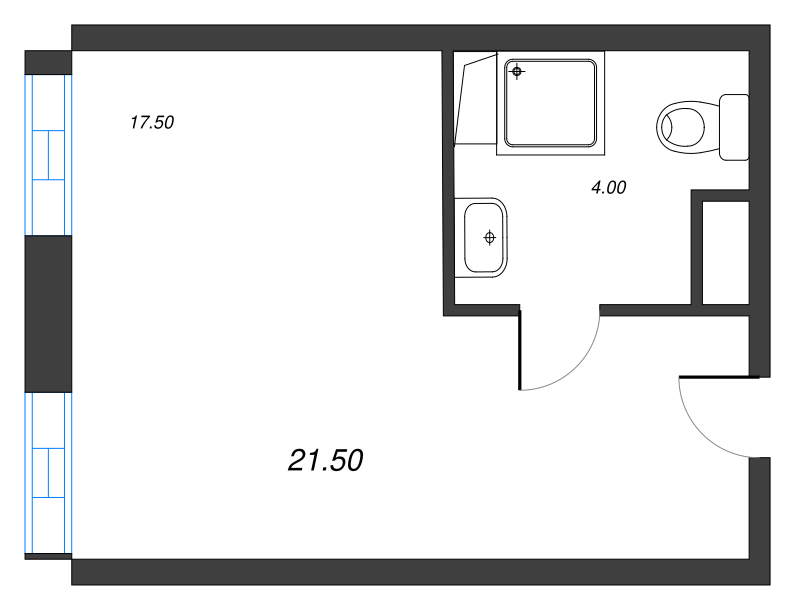 1-комнатная квартира  №1054 в VIDI: 21.4 м², этаж 10 - купить в Санкт-Петербурге