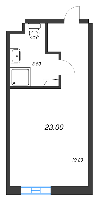 1-комнатная квартира  №1025 в VIDI: 23 м², этаж 10 - купить в Санкт-Петербурге