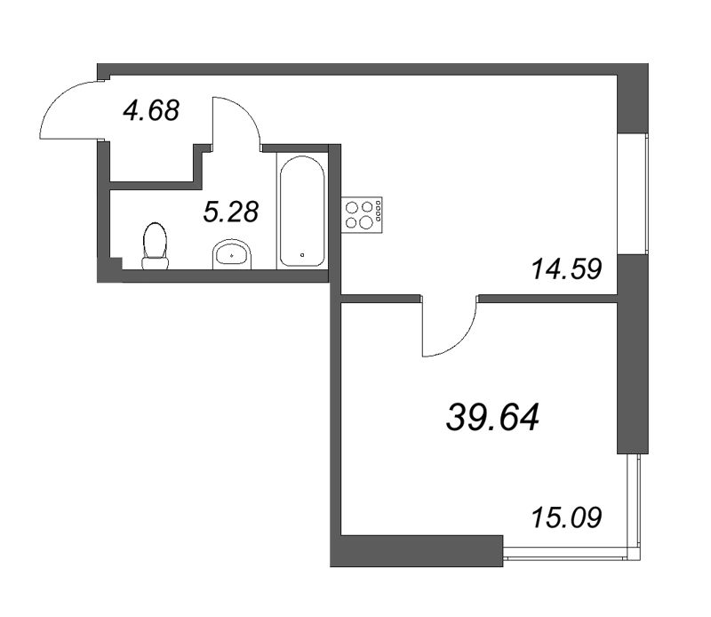 1-комнатная квартира  №98 в 17/33 Петровский остров: 41.11 м², этаж 5 - купить в Санкт-Петербурге