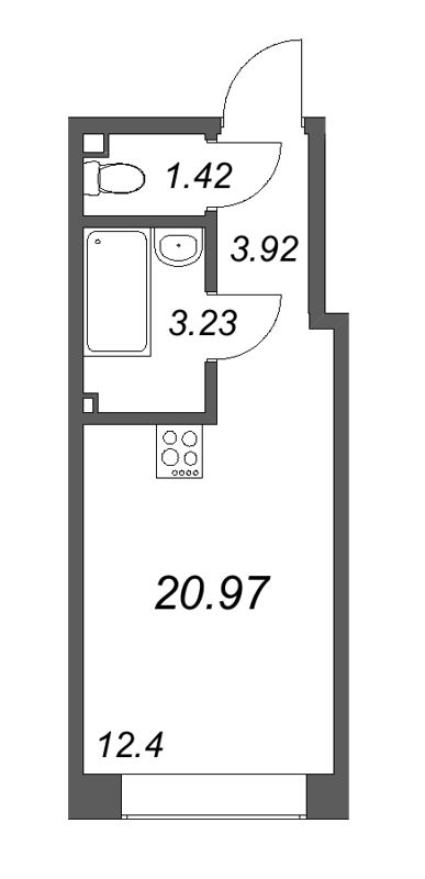 1-комнатная квартира  №506 в 17/33 Петровский остров: 21.53 м², этаж 4 - купить в Санкт-Петербурге