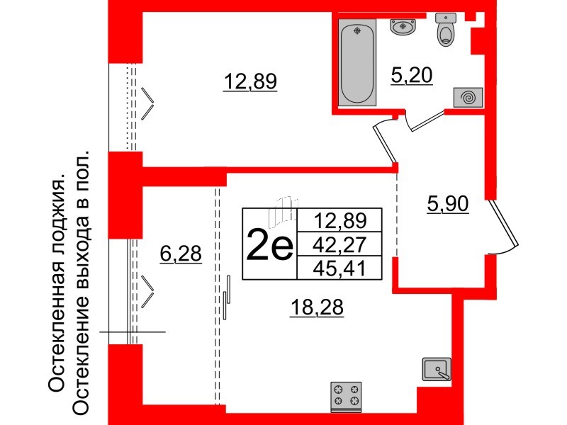 1-комнатная квартира, 42.27 м²; этаж: 5 - купить в Санкт-Петербурге