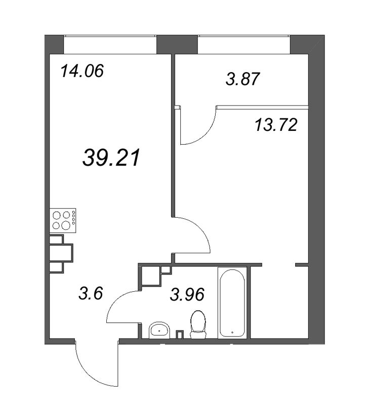 1-комнатная квартира  №424 в 17/33 Петровский остров: 41.22 м², этаж 7 - купить в Санкт-Петербурге