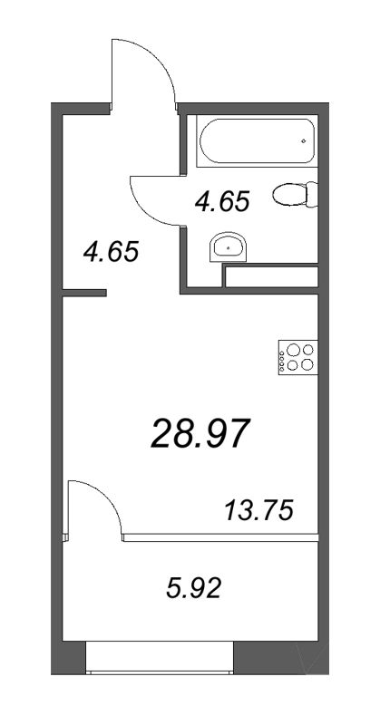 1-комнатная квартира  №745 в 17/33 Петровский остров: 59.91 м², этаж 6 - купить в Санкт-Петербурге
